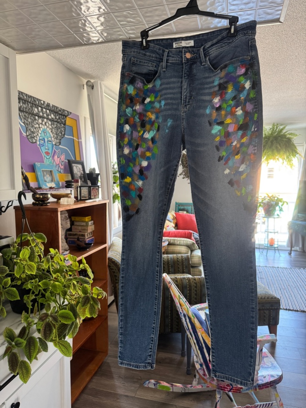 Hand Painted Levi Strauss Totally Shaping Skinny Jeans Size 16